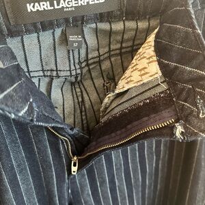 Karl Lagerfeld Women’s Navy Pinstripe Jeans - Dark Blue Tailored